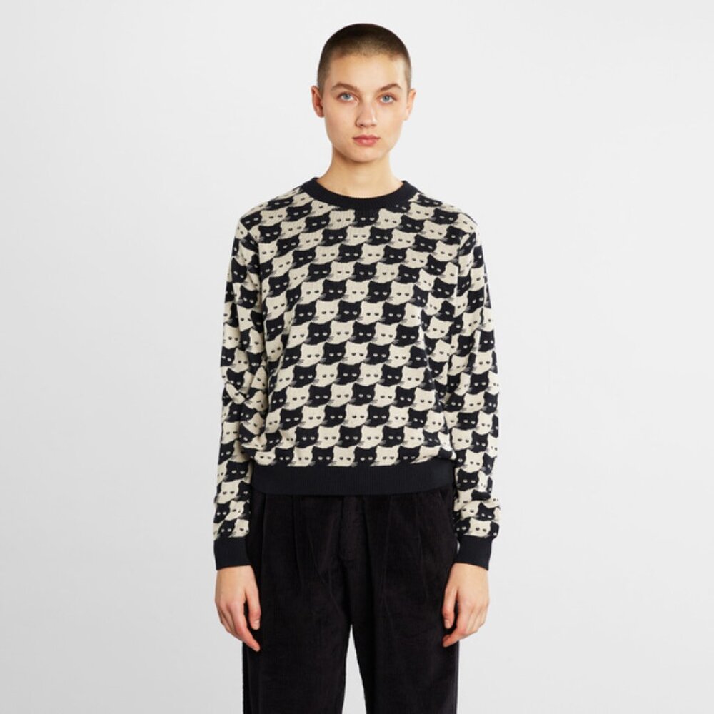 Dedicated's Sweater Arendal Pepita Cats Oat White